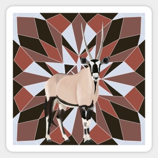 Oryx Antelope From Africa Red Geometric Background Sticker